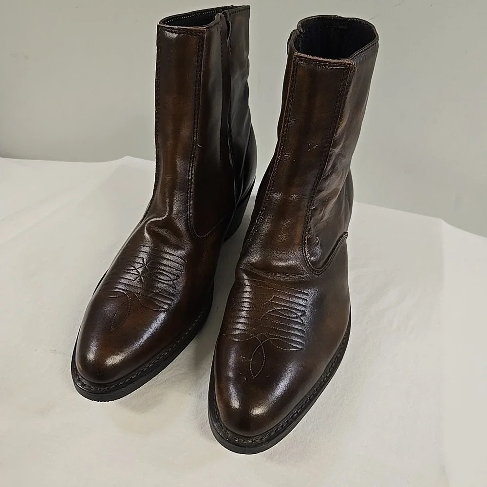 Laredo Men's Fletcher Brown Leather Zipper Ankle Boots 62004 Size 9.5 EW - Picture 12 of 13